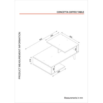 Table basse CONCETTA 40x90 cm blanche