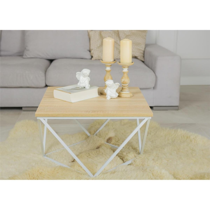 Table basse CURVED 60x60 cm blanc/beige
