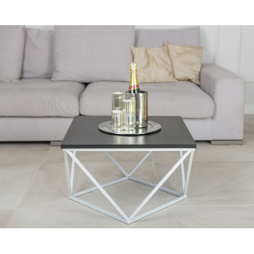 Table basse CURVED 60x60 cm blanc/noir