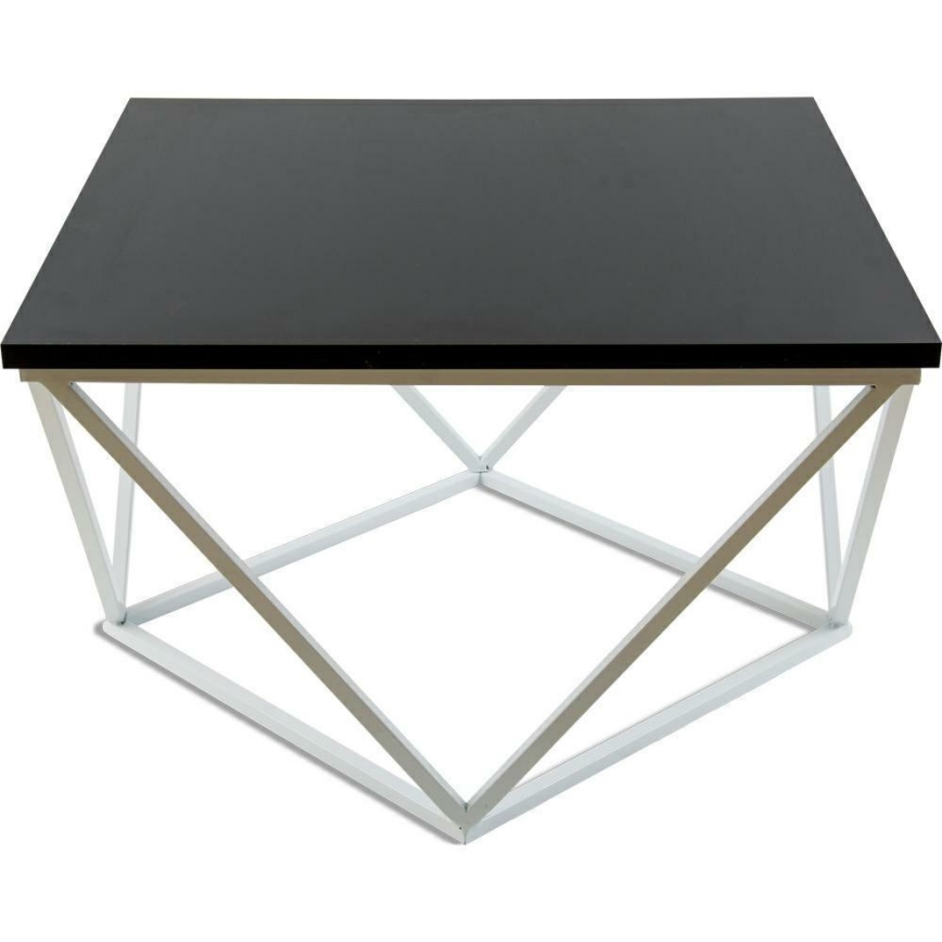 Table basse CURVED 60x60 cm blanc/noir