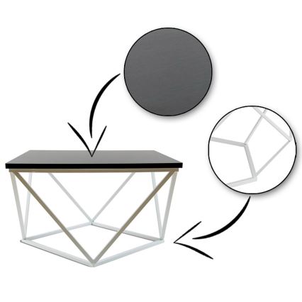 Table basse CURVED 60x60 cm blanc/noir