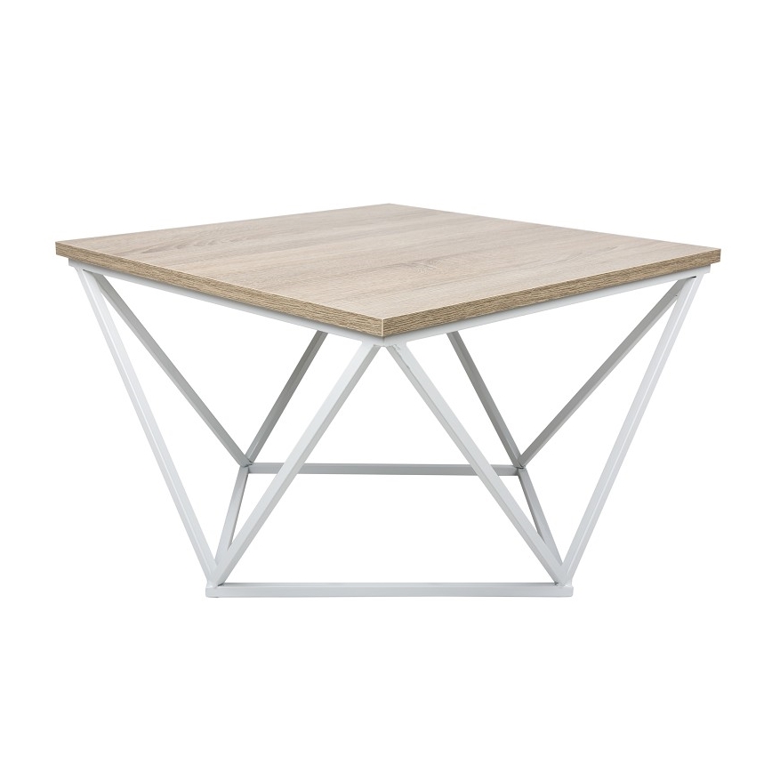 Table basse CURVED 62x62 cm blanc/marron