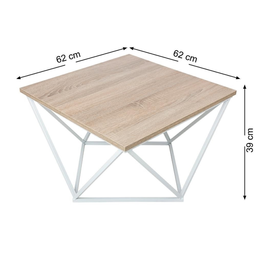 Table basse CURVED 62x62 cm blanc/marron