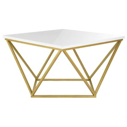 Table basse CURVED 62x62 cm laiton/blanc