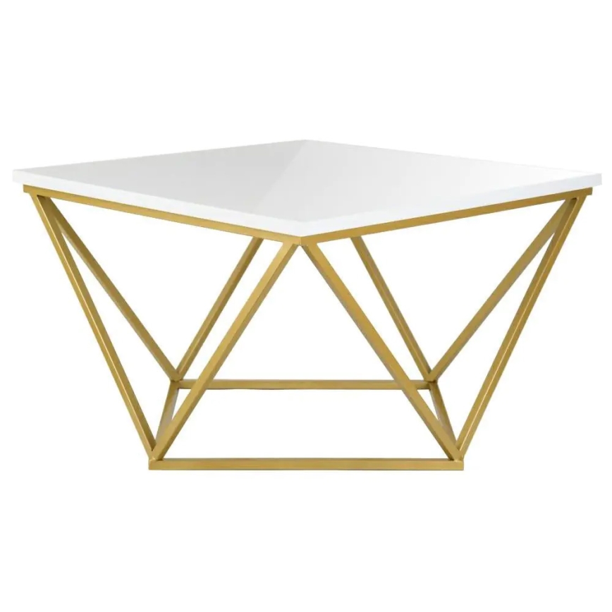 Table basse CURVED 62x62 cm laiton/blanc