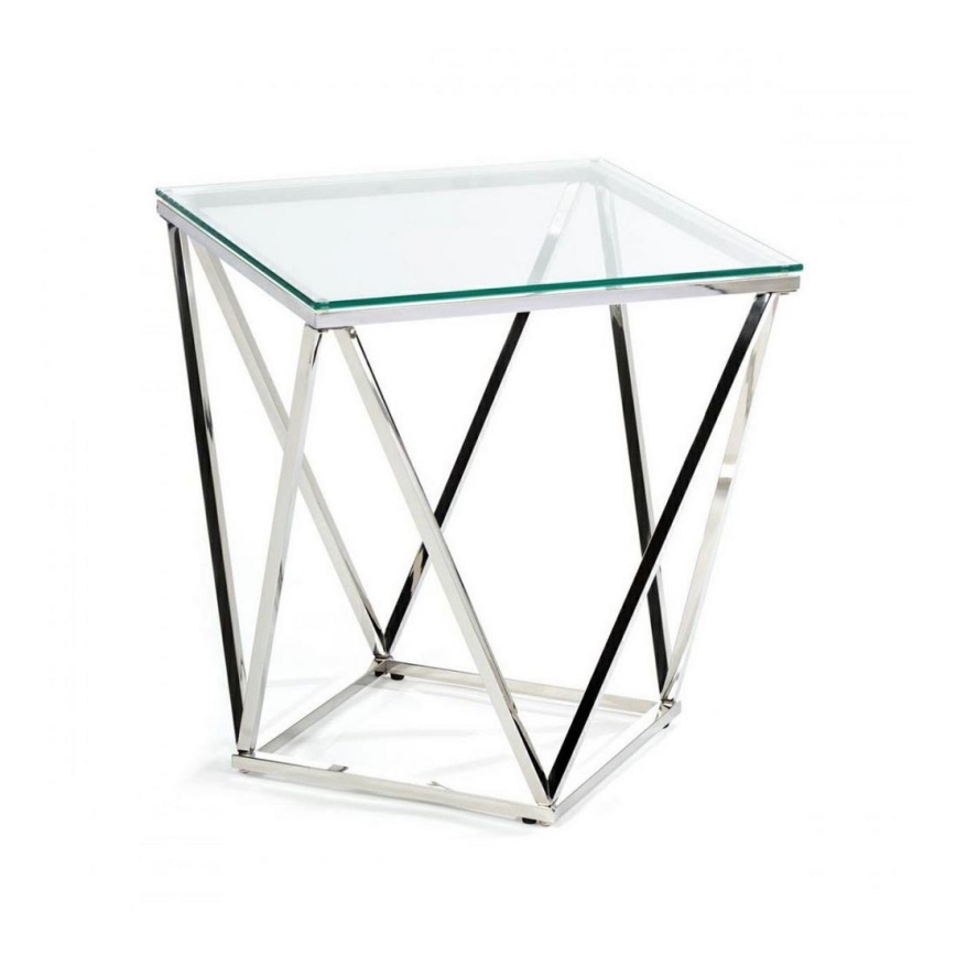 Table basse DIAMANTA 50x50 cm chrome brillant/transparent