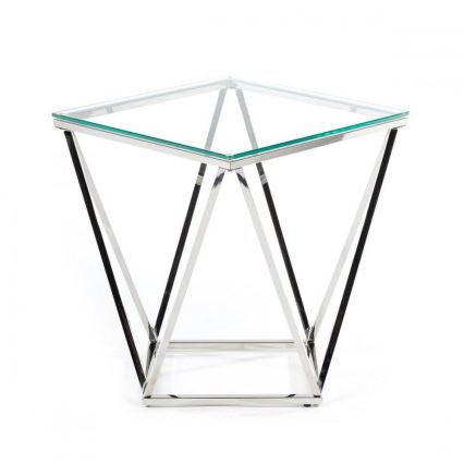 Table basse DIAMANTA 50x50 cm chrome brillant/transparent