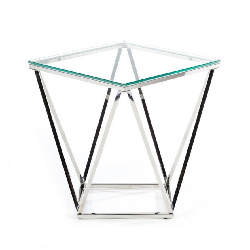 Table basse DIAMANTA 50x50 cm chrome brillant/transparent