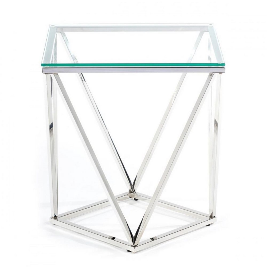 Table basse DIAMANTA 50x50 cm chrome brillant/transparent