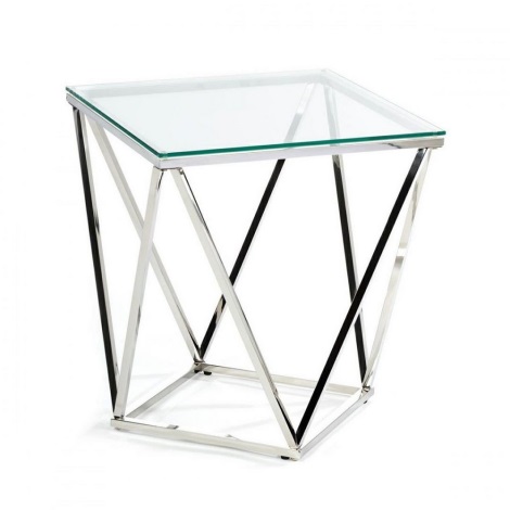 Table basse DIAMANTA 50x50 cm chromée/claire