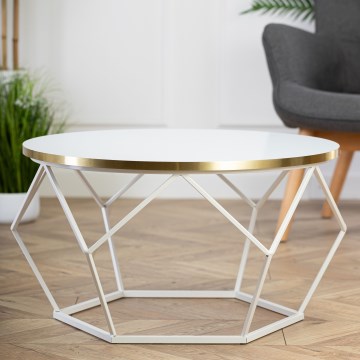Table basse DIAMOND 40x70 cm doré/blanc