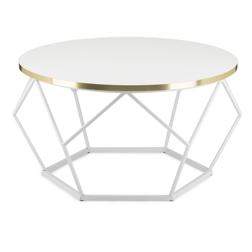 Table basse DIAMOND 40x70 cm doré/blanc
