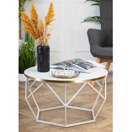 Table basse DIAMOND 40x70 cm doré/blanc