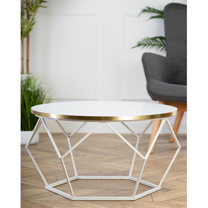 Table basse DIAMOND 40x70 cm doré/blanc