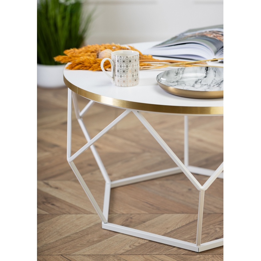 Table basse DIAMOND 40x70 cm doré/blanc
