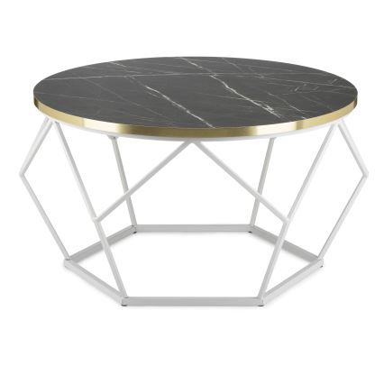 Table basse DIAMOND 40x70 cm doré/noir/blanc
