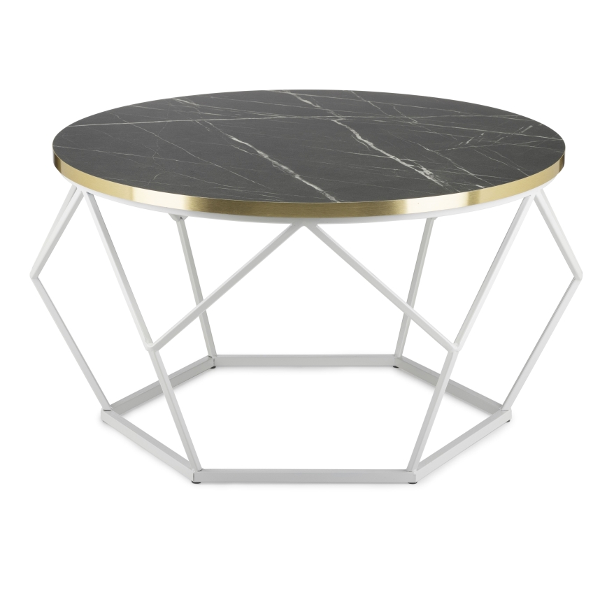 Table basse DIAMOND 40x70 cm doré/noir/blanc