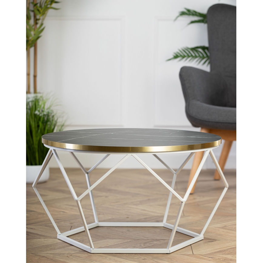 Table basse DIAMOND 40x70 cm doré/noir/blanc