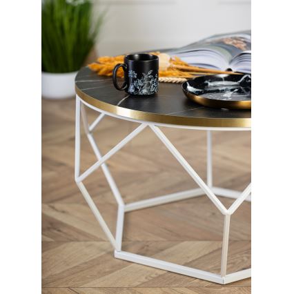 Table basse DIAMOND 40x70 cm doré/noir/blanc
