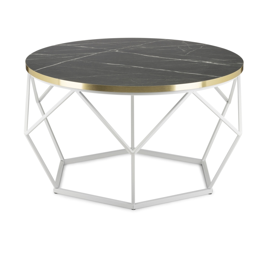 Table basse DIAMOND 40x70 cm doré/noir/blanc