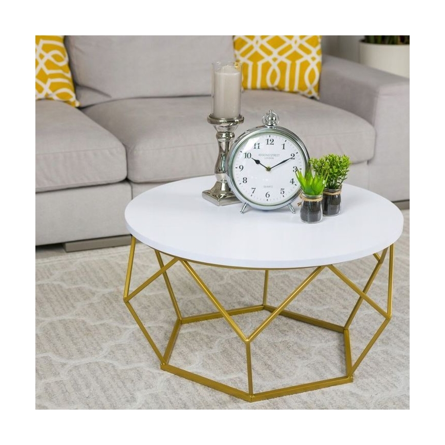Table basse DIAMOND 40x70 cm dorée/blanche