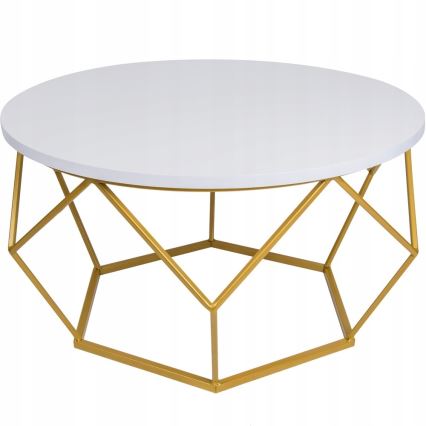 Table basse DIAMOND 40x70 cm dorée/blanche