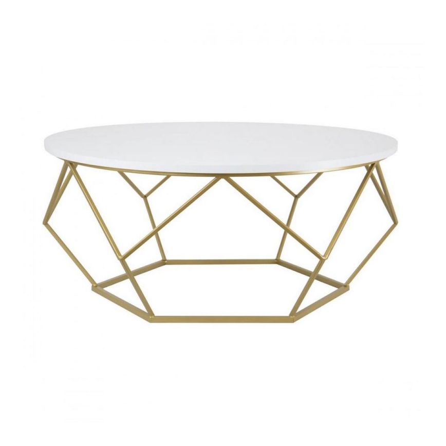 Table basse DIAMOND 41,5x90 cm dorée / blanche