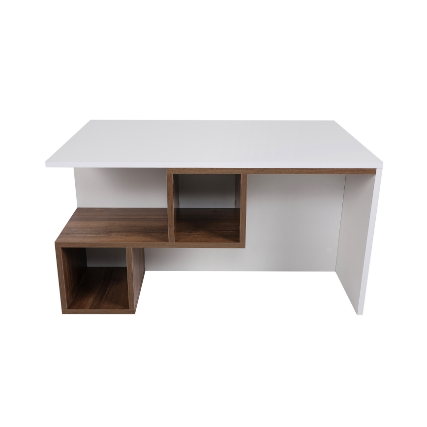 Table basse DILAY 52x100 cm marron/blanc