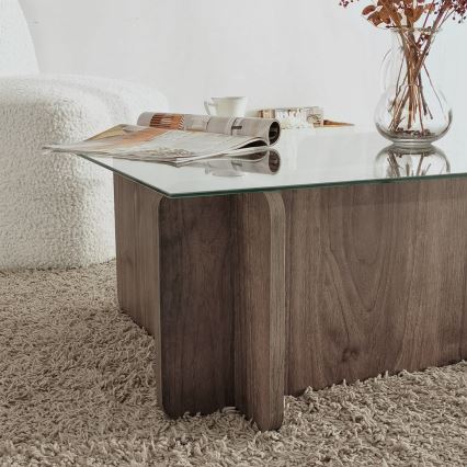 Table basse ESCAPE 30x105 cm marron/transparent