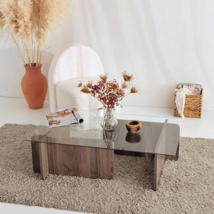 Table basse ESCAPE 30x105 cm marron/transparent