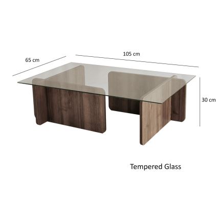 Table basse ESCAPE 30x105 cm marron/transparent