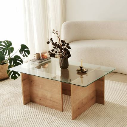 Table basse ESCAPE 40x105 cm marron/transparent