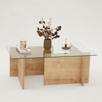 Table basse ESCAPE 40x105 cm marron/transparent