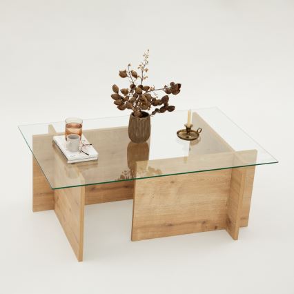 Table basse ESCAPE 40x105 cm marron/transparent