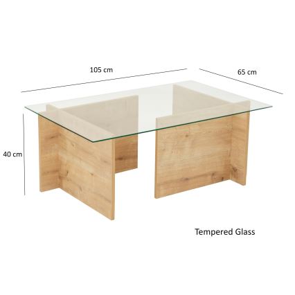 Table basse ESCAPE 40x105 cm marron/transparent