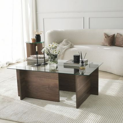 Table basse ESCAPE 40x105 cm marron/transparent