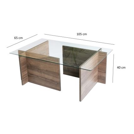 Table basse ESCAPE 40x105 cm marron/transparent