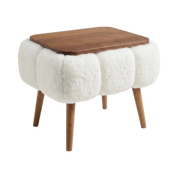 Table basse FELPO 35x45 cm blanc/noyer
