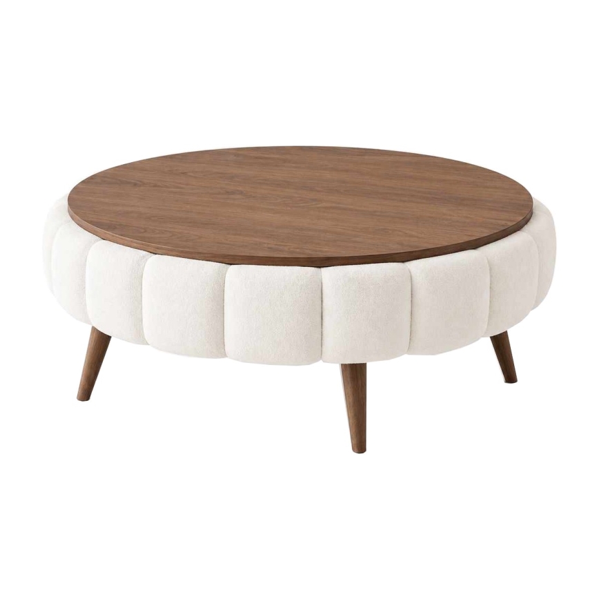 Table basse FELPO Ø 100 cm blanc/noyer
