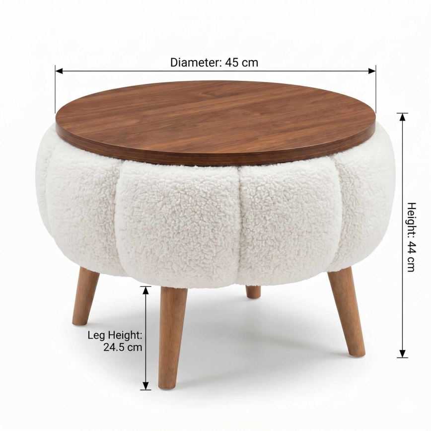Table basse FELPO Ø 45 cm blanc/noyer