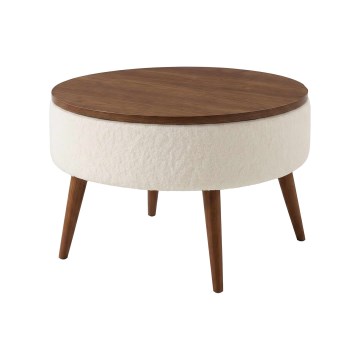 Table basse FELPO Ø 60 cm blanc/noyer