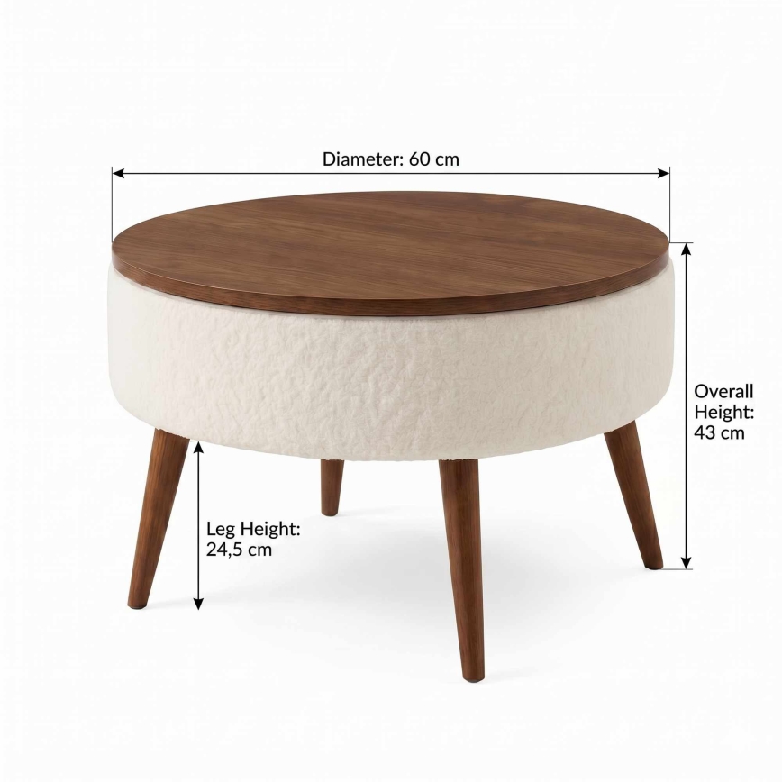 Table basse FELPO Ø 60 cm blanc/noyer