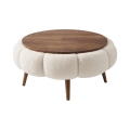 Table basse FELPO Ø 60 cm crème/noyer