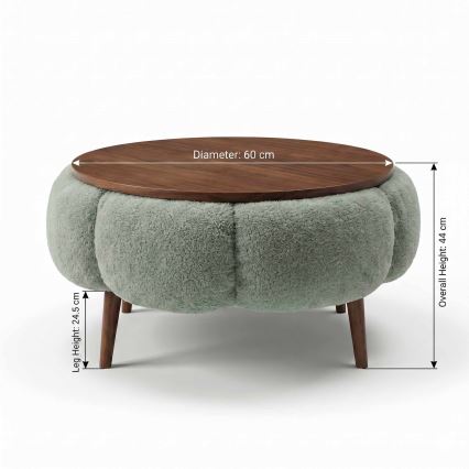 Table basse FELPO Ø 60 cm vert/noyer