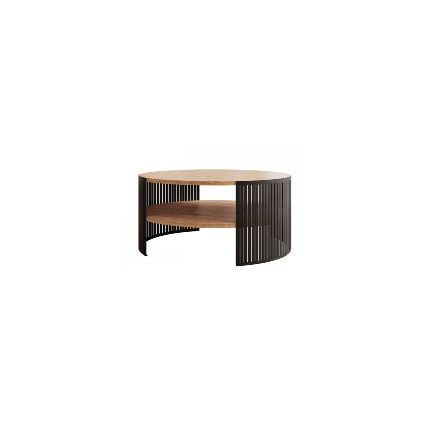 Table basse FIKOLI 40x75 cm noir/doré chêne