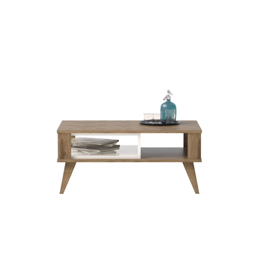 Table basse IONIS 40x90 cm marron / blanche