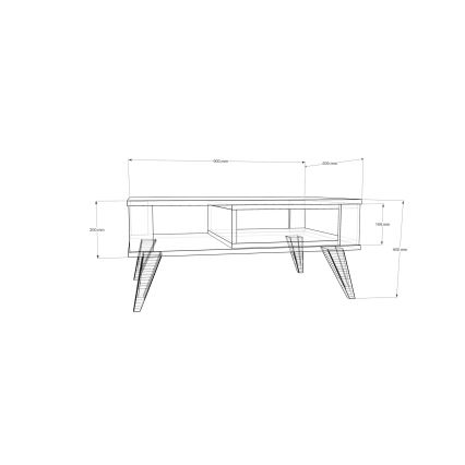 Table basse IONIS 40x90 cm marron / blanche