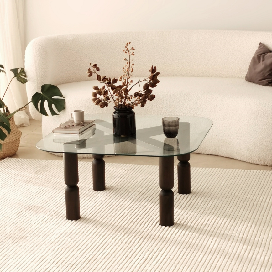 Table basse KEI 40x80 cm marron/transparent