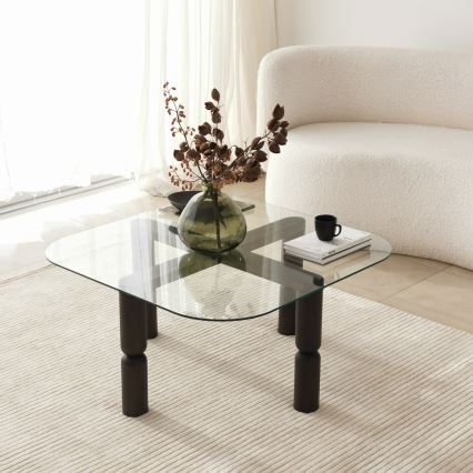 Table basse KEI 40x80 cm marron/transparent