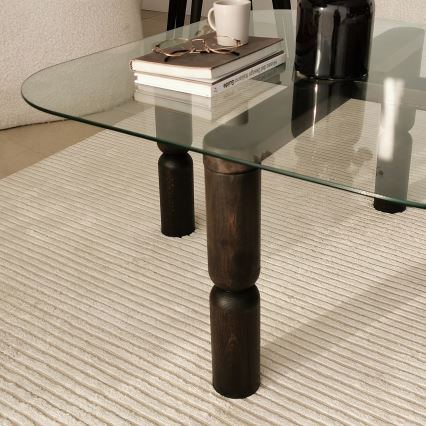 Table basse KEI 40x80 cm marron/transparent